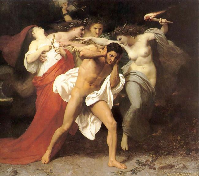 William-Adolphe Bouguereau The Remorse of Orestes or Orestes Pursued by the Furies oil painting picture